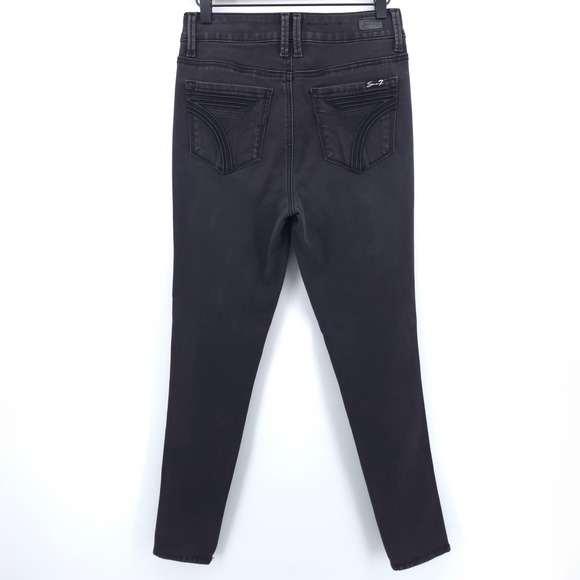 Seven7 Women Jeans High Rise Skinny 4 Black Dark Wash Stretch Denim - Picture 3 of 10